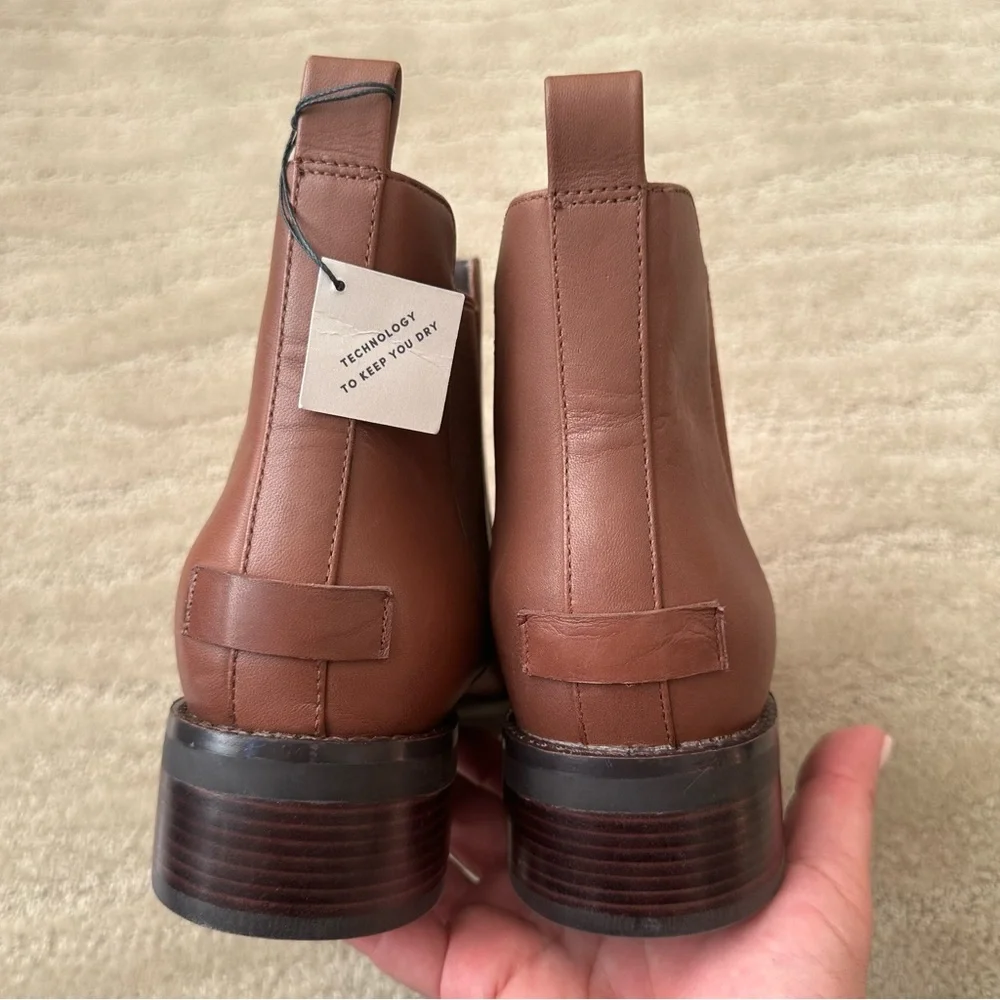 NEW COLE HAAN Nora Leather Ankle Chelsea Waterproof Boots Chestnut Brown Sze 9.5